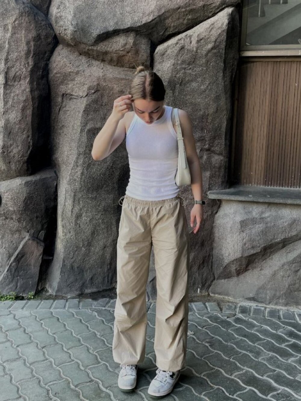 Y2K Gap Track Pants Size Small Tan Beige Activewear Windbreaker
